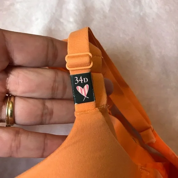 Victoria's Secret VS Orange 34D Love Heart Lightly Lined Demi Bra Underwire New - Picture 8 of 9